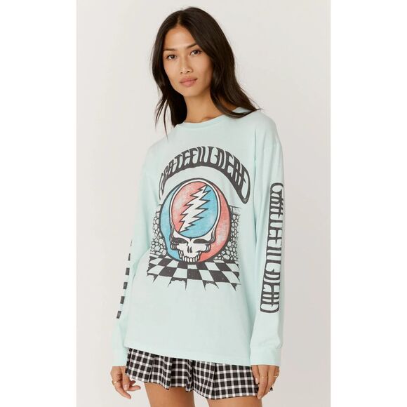 Daydreamer Grateful Dead Checkered Oversized Long Sleeve - Picture 1 of 10